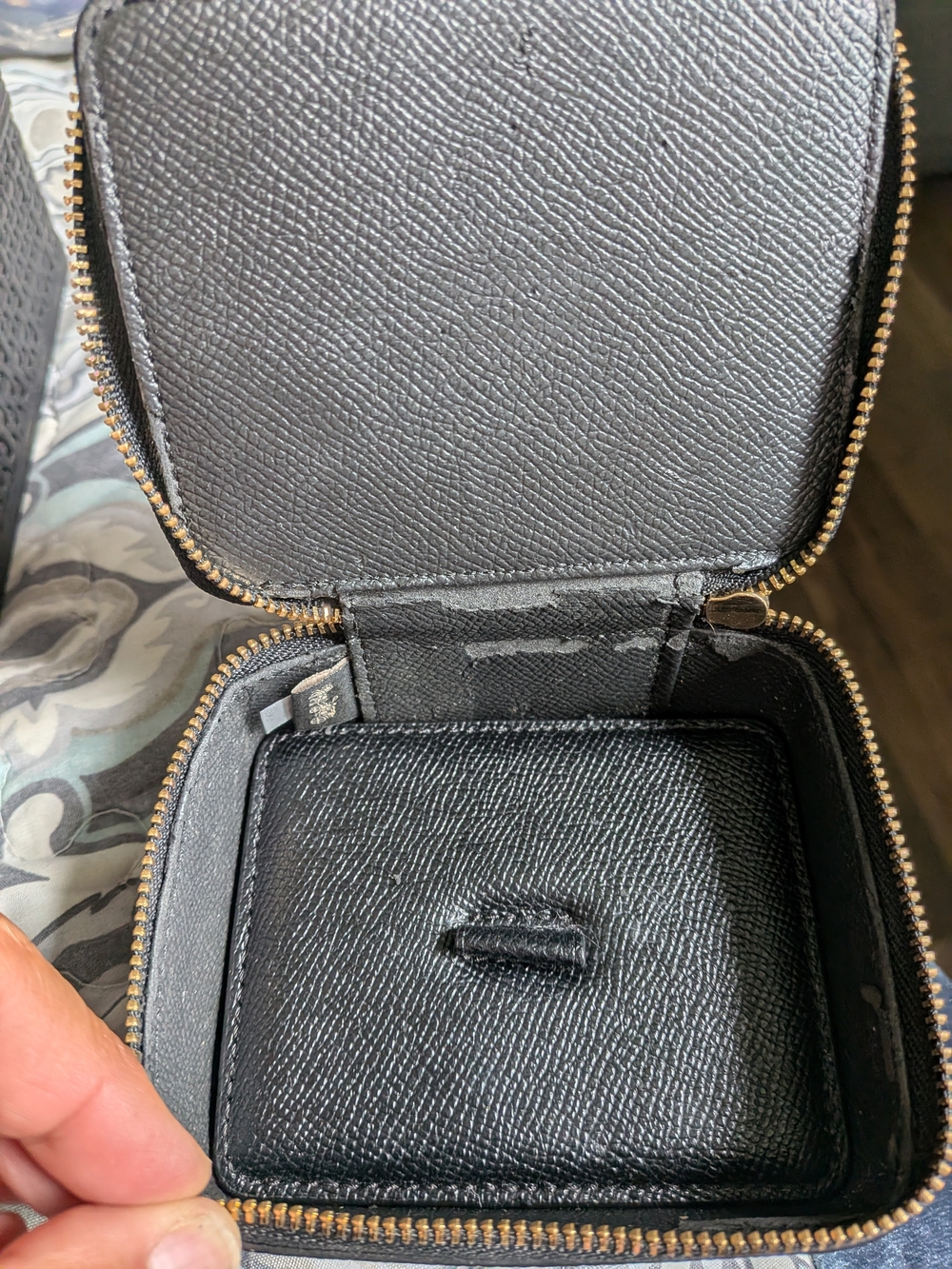 Coach Black Saffiano Zip Jewelry Holder with Gold Hardware - Picture 2 of 7